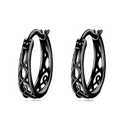 Keltische Hoop Ohrringe Sterling Silber Keltischer Knoten Schwarz Klein Huggie Ohrringe Irischer Schmuck für Frauen von VONALA