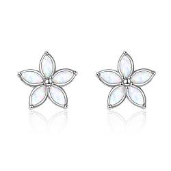 Opal Ohrstecker, 925er Sterling silber Ohrringe für Damen Einzigartiges Design von Blumen Mode Geschenk süßes Schmuck hypoallergen geschenkbox verpackung von VONALA