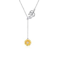 S925 Sterling Silber Sonnenblume Anhänger Halskette für Frauen Mädchen-"You are my sunshine" von VONALA