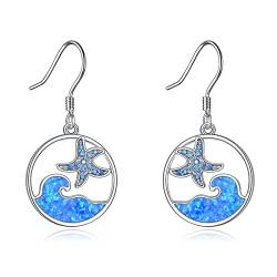 Seestern Ohrringe Sterling Silber Welle Opal Anhänger Hängende Tropfen Ohrringe Meer Strand Ozean Schmuck Geschenke für Damen von VONALA