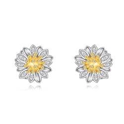 Sonnenblume Ohrstecker vergoldet Sterling Silber vergoldet Blume Schmuck Geschenke für Frauen Mädchen von VONALA