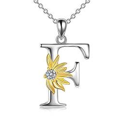 Sonnenblumen Geschenke f¨¹r Frauen Sterling Silber Initial Alphabet Buchstabe F Anh?nger Sonnenblumen Halskette Geschenke f¨¹r Frauen M?dchen von VONALA