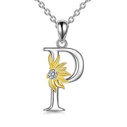 Sonnenblumen Geschenke f¨¹r Frauen Sterling Silber Initial Alphabet Buchstabe P Anh?nger Sonnenblumen Halskette Geschenke f¨¹r Frauen M?dchen von VONALA