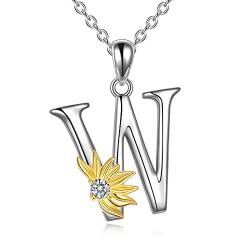 Sonnenblumen Geschenke f¨¹r Frauen Sterling Silber Initial Alphabet Buchstabe W Anh?nger Sonnenblumen Halskette Geschenke f¨¹r Frauen M?dchen von VONALA