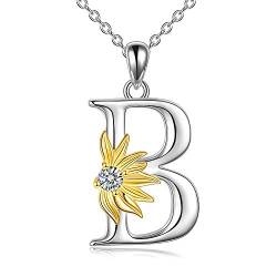 Sonnenblumen Geschenke für Frauen Sterling Silber Initial Alphabet Buchstabe B Anhanger Sonnenblumen Halskette Geschenke für Frauen Madchen von VONALA