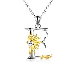 Sonnenblumen Geschenke für Frauen Sterling Silber Initial Alphabet Buchstabe E Anhänge Sonnenblumen Halskette Geschenke für Frauen Mädchen von VONALA