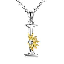 Sonnenblumen Geschenke für Frauen Sterling Silber Initial Alphabet Buchstabe I Anhänge Sonnenblumen Halskette Geschenke für Frauen Mädchen von VONALA