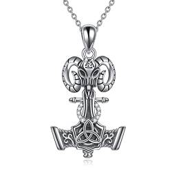 Thors Hammer Halskette 925 Sterling Silber Schafskopf Anhänger Halskette Keltische Kette Wikinger Amulett Schmuck Herren von VONALA