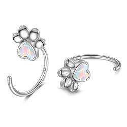 VONALA 925 Sterling Silber Pfotenabdruck Creolen Ohrringe Opal Schmuck Geschenke für Damen Mädchen von VONALA