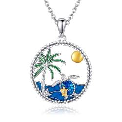 VONALA 925 Sterling SilberSchildkröte Halskette für Frauen Hawaii Schildkröte Anhänger Halskette Ozean-Schmuck für Schildkröten-Liebhaber von VONALA