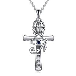 VONALA Ankh Halskette Sterling Silber Auge des Horus Halskette Kreuz Skarabäus Anhänger Halskette Altägyptischer Schmuck Geschenk für Männer Frauen von VONALA