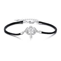 VONALA Ankh Perlen Armband aus Sterling Silber für Frauen, Lebensanhänger Schmuck für Frauen, sicheres hypoallergenes Ankh Perlen Armband, Silberschmuck, Geschenk für religiöse Gläubige von VONALA