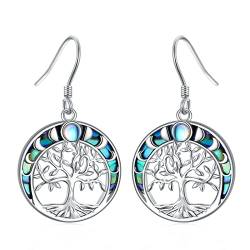 VONALA Baum des Lebens Ohrringe für Frauen Sterling Silber Mondphase Tropfen Ohrringe Abalone Shell Baum Schmuck Geschenke für Damen Mädchen von VONALA