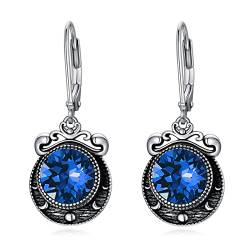 VONALA Halbmond-Ohrringe für Damen Sterlingsilber Mondphase Brisur-Ohrringe blauer Saphir baumelnde Ohrringe Mondschmuck Geschenk für Frauen Teenager Freundin von VONALA
