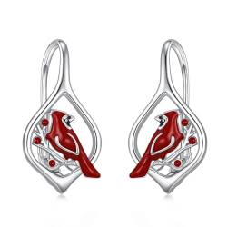 VONALA Kardinal Leverback Ohrringe für Frauen 925 Sterling Silber Kardinal Schmuck für Mädchen niedlich Tier Leverback Ohrringe Geschenke von VONALA