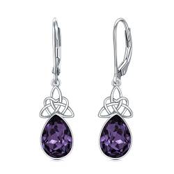 VONALA Keltischer Knoten Ohrringe 925 Sterling Silber Amethyst Ohrringe mit lila Kristall Februar Geburtsstein Ohrringe Schmuck Geschenk für Frauen Mädchen Damen von VONALA