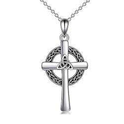 VONALA Keltisches Kreuz Halskette für Herren 925 Sterling Silber Keltischer Knoten Anhänger Kette Kreuz Schmuck Geburtstag Geschenke für Männer Freund Unisex von VONALA