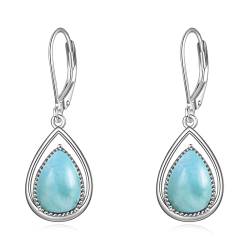 VONALA Larimar Ohrringe 925 Sterling Silber Hängend Ohrringe Larimar Baumelnd Ohrringe Larimar Schmuck Geschenk für Frauen Damen von VONALA