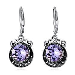 VONALA Mondphase Ohrringe Sterling Silber Halbmond Phase Leverback Ohrringe für Frauen Amethyst Baumelnde Tropfen Ohrringe Mond Schmuck Geschenk für Frauen Teenager Mädchen Mutter Ehefrau von VONALA