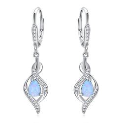 VONALA Opal Ohrringe Sterling Silber Blaue Opal Oktober Geburtsstein Anhänger Hängende Baumeln Tropfen Ohrringe Valentinstag Schmuck Geschenke für Damen Mädchen von VONALA