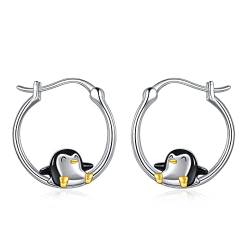 VONALA Pinguin Creolen Ohrringe, 925 Sterling Silber Pinguin Schmuck für Damen Mädchen (Pinguin) von VONALA