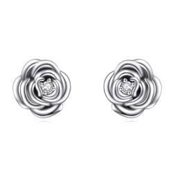 VONALA Rosenblüten-Ohrringe, 925er Sterlingsilber, oxidiert, Vintage-Rosen-Ohrstecker, Blumenschmuck, Valentinstagsgeschenke für Frauen von VONALA