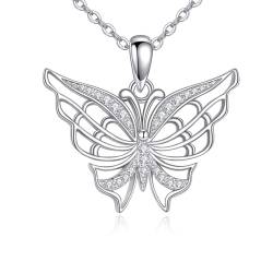 VONALA Schmetterling Halskette für Frauen 925 Sterling Silber Tierhalskette Cubic Zirkonia Anhänger Halsketten Schmetterlingsschmuck Geburtstagsgeschenke für Mädchen Frau von VONALA