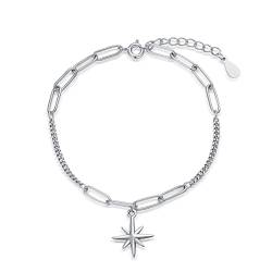 VONALA Schneeflocke Armband Damen 925 Sterling Silber Verstellbar Schneeflocke Armkette Armbänder Schmuck von VONALA