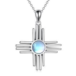 VONALA Sonne Halskette 925 Sterling Silber Mondstein Halskette Schmuck für Frauen Mädchen Mutter von VONALA
