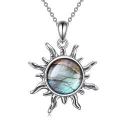 VONALA Sonne Halskette für Damen 925 Sterling Silber Sonne Labradorit Stein Kette Sonne Schmuck Geschenke für Damen Mädchen von VONALA