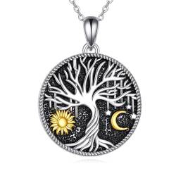 VONALA Sonne und Mond Halskette Sterling Silber Yin Yang Anhänger Halskette Familie Baum des Lebens Schmuck für Männer Frauen von VONALA