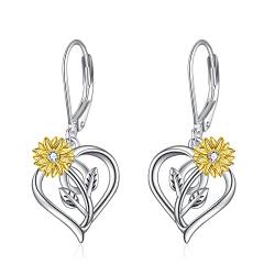 VONALA Sonnenblume Ohrringe 925 Sterling Silber Herz Ohrringe Blume Tropfen Ohrringe Schmuck Geschenk für Frauen Damen von VONALA