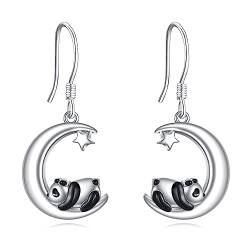 VONALA Tier Ohrringe Damen 925 Sterling Silber Mond Panda Baumeln Tropfen Ohrringe Hypoallergen Schmuck Weihnachten Geburtstag Geschenke für Frauen Teen Mädchen von VONALA