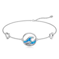 VONALA Wave Armband Sterling Silber Blau Opal Ozean Wave Armband Freundschaft Sommer Armbänder Welle natürlichen Schmuck für Damen Mädchen von VONALA