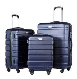 VONGAZ Reisekoffer Koffer Rollkoffer 3-teiliges ABS-Gepäckset Mit TSA-Schlössern, Inklusive 20", 24", 28" Spinner-Koffer Handgepäck Koffer Trolley (Color : Blue2, Size : 20+24+28in) von VONGAZ