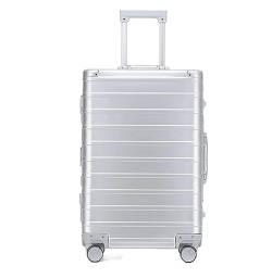 VONGAZ Reisekoffer Koffer Rollkoffer Koffer Mit Rollen, Handgepäck Aus Aluminium-Magnesium-Legierung, Koffer Mit Großem Fassungsvermögen Handgepäck Koffer Trolley (Color : Sliver, Size : 20inch) von VONGAZ