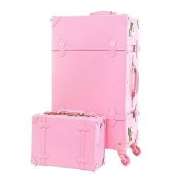 VONGAZ Reisekoffer Koffer Rollkoffer Vintage-Gepäcksets, 2-teilige Spinner-Räder, Hartschalen-Reise-Handgepäckkoffer Handgepäck Koffer Trolley (Color : Pink, Size : 12+20inch) von VONGAZ