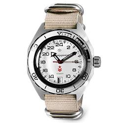 VOSTOK | Komandirskie K-65 Automatik-Armbanduhr, russisches Militär, 24-Stunden-Zifferblatt, WR 200 m, Mode, Business, Freizeit, Herrenuhren, Modell 650546, beige, selbstaufziehend von VOSTOK