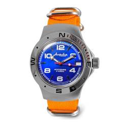 Vostok Amphibia 060432 Automatik-Armbanduhr mit Automatikaufzug, Orange/Abendrot im Zickzackmuster (Sunset Chevron), Taucher von VOSTOK