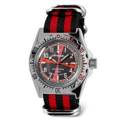 Vostok Amphibia 110650 Radio Room Automatik-Armbanduhr mit Selbstaufzug, schwarz / rot, Taucher von VOSTOK