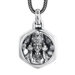 VOYADE S925 Sterling Silber Auspicious Himmlische Mutter Anhänger, Männer Und Frauen Vintage Weiblichen Gott Des Reichtums Anhänger Halskette,Silber,Pendant + Chain 50cm von VOYADE