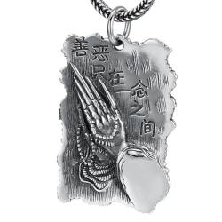 VOYADE S925 Sterling Silber Betende Hände Anhänger, Männer Und Frauen Gut Und Böse Ein Gedanke Quadratische Anhänger Halskette,Silber,Pendant + Chain 50cm von VOYADE