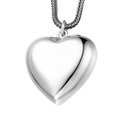 VOYADE S925 Sterling Silber Dreidimensionalen Herzförmigen Glänzenden Anhänger, Frauen Pfirsich Herz Anhänger Halskette,Silber,Pendant + Chain 65cm von VOYADE