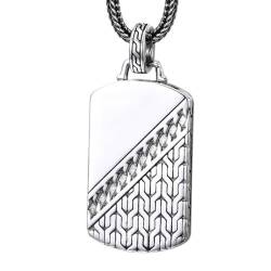 VOYADE S925 Sterling Silber Einfache Glänzende Muster Anhänger, Männer Und Frauen Vintage-Muster Anhänger Halskette,Silber,Pendant + Chain 55cm von VOYADE