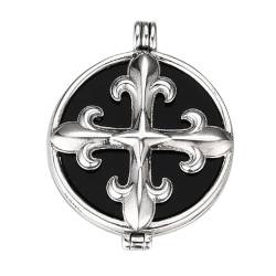 VOYADE S925 Sterling Silber Kreuz Blume Anhänger, Männer Und Frauen Kreuz Openable Anhänger Halskette,Silber,Pendant + Chain 55cm von VOYADE