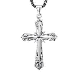 VOYADE S925 Sterling Silber Kreuz Starlight Anhänger, Herren Gothic Kreuz Anhänger Halskette,Silber,Pendant + Chain 55cm von VOYADE