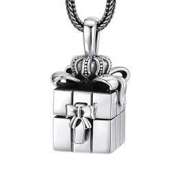 VOYADE S925 Sterling Silber Krone Box Anhänger, Männer Und Frauen Krone Bogen Zu Öffnen Anhänger Halskette,Silber,Single Pendant von VOYADE