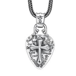 VOYADE S925 Sterling Silber Liebe Kreuz Anhänger, Männer Und Frauen Punk-Kreuz-Anhänger Halskette,Silber,Pendant + Chain 55cm von VOYADE