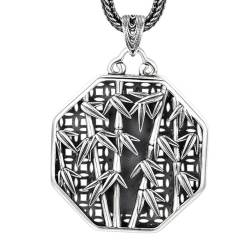 VOYADE S925 Sterling Silber Mode Bambus-Anhänger, Männer Und Frauen Hohlen Bambus Anhänger Halskette,Silber,Pendant + Chain 50cm von VOYADE