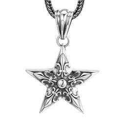 VOYADE S925 Sterling Silber Pentagramm Anhänger, Paar Mode Fünf-Sterne-Anhänger Halskette,Silber,Pendant + Chain 55cm von VOYADE